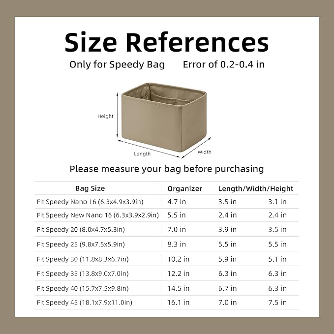 DGAZ Silk Purse Organizer Insert Fits LV Speedy 16/20/25/30/35/45 bags,Silky Smooth Bag Organizer,Luxury Handbag & Tote Shaper(Etoupe grey,SP35)