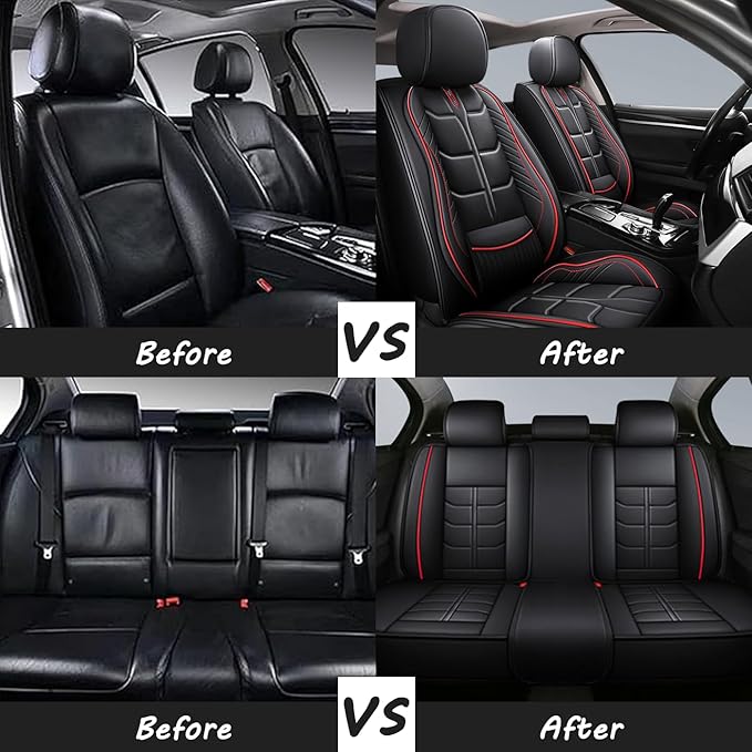 Leather Car Seat Covers Fit for Toyota Matrix 2003-2013, 5 Seater Car Seat Cover, Premium Waterproof, Scratch Resistant Car Interior Accessories (Full Set Black)