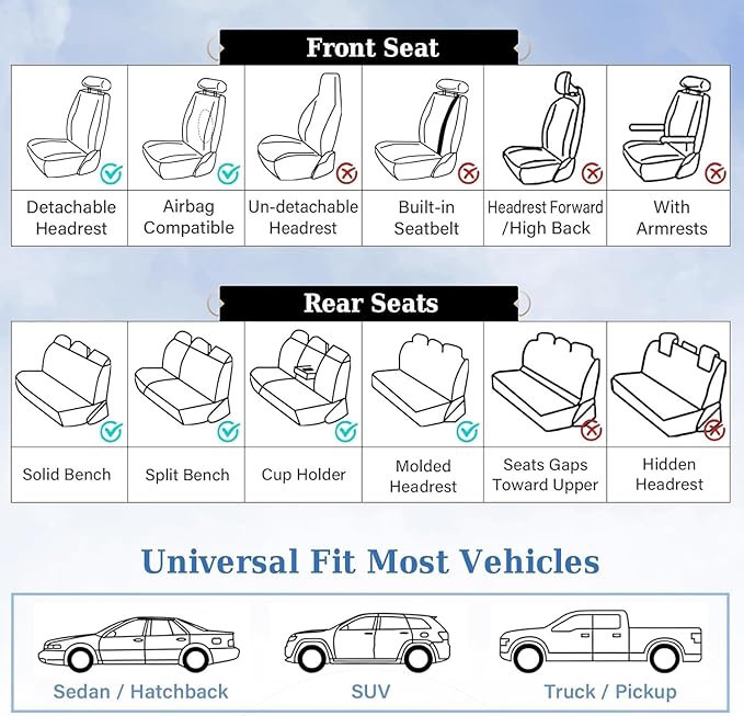 Coverado Front Seat Covers, Luxury Nappa Leather Seat Cover, 2 Pack Waterproof Seat Cover for Cars, Universal Front Car Seat Protector, Breathable Car Seat Cushion Fit for Most Cars(Black &Red Line)