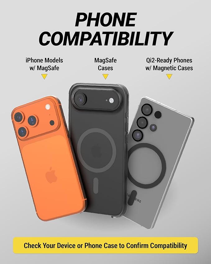 Scosche Qi2 MagSafe Car Mount Charger 25W Fast Wireless Phone Holder with 5-in-1 Mounting Options for Vent, Dashboard, Swing Arm, Back-of-Display, Compatible with iPhone 17/16/15/14/13 & Samsung S25