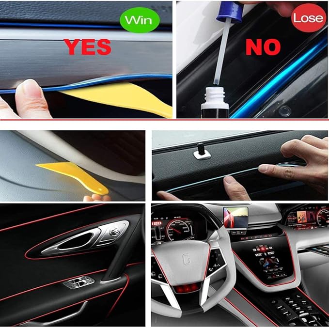 MaxLax Blue LED Neon Car Interior Lighting Strip - 3 Meter Flexible 12V EL Wire with Built-in Fuse Protection for Automotive Interior Customization, Featuring 6mm Sewing Trim for Easy Installation.