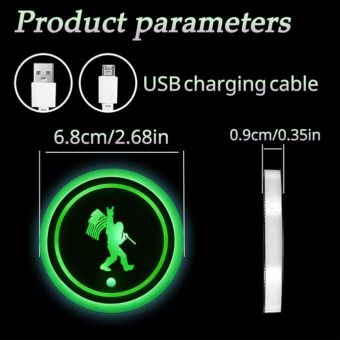Heart Dog Paw LED Cup Holder Lights for Car,2Pcs LED Light Up Cup Holder Coasters with USB Charging 7 Colors,Waterproof Interior Atmosphere Lamp,Car Decor Accessories Gifts for Women Men Pet Love