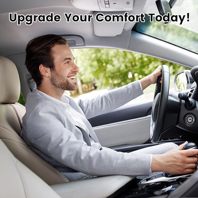 Car Seat Cushion, Broader Visibility with Wedge Design & Coccyx Sciatica Pain Relief with Ergonomic Design, Non-Slip Base,Breathable Mesh Cover, Memory Foam for Long Drive in Car Truck Van Motorhome