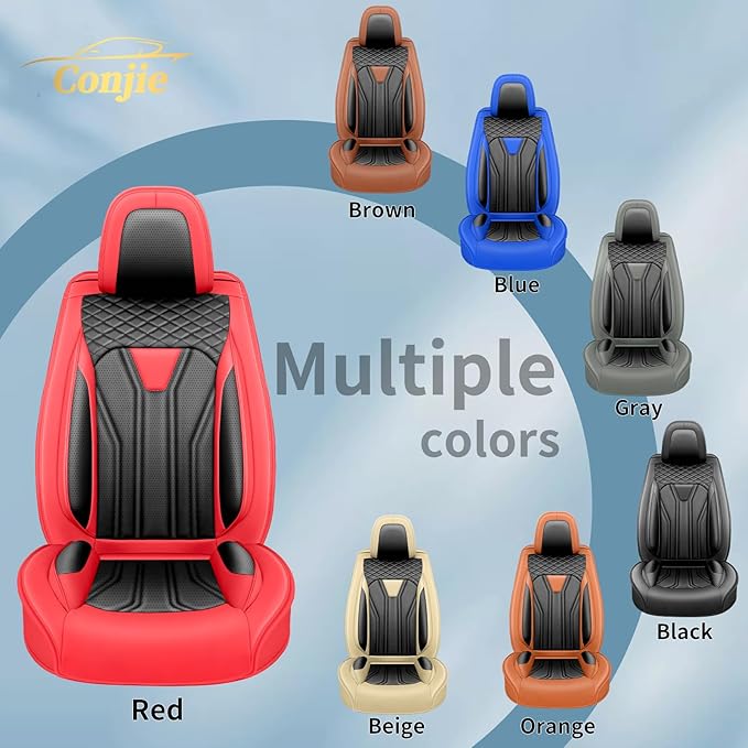 Fit Sonata Car Seat Covers Premium Leather for Hyundai Sonata 2007-2025 2026. Waterproof, Breathable, Scratch-Resistant & All-Weather Seat Cushion Protector(Front Seat,Red&Black