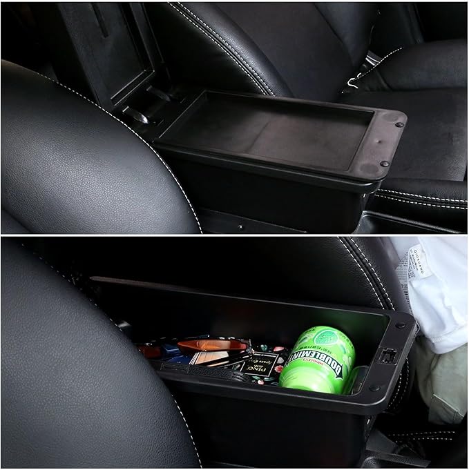 AULPHIKE Compatible with Nissan Versa Armrest 2007-2011 Car Center Console Organizer Armrests Double Layer Storage with 3 USB(Black)