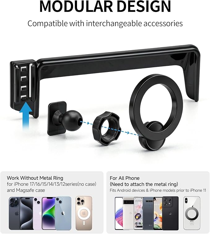 Car Phone Holder for Audi A4&S4&A5&S5&RS5 2020-2025 Accessories / Q5 2021-2025 Accessories 10.1-inch Screen Fixed Clip, Phone Mount Compatible with MagSafe, Cell Phone Holder