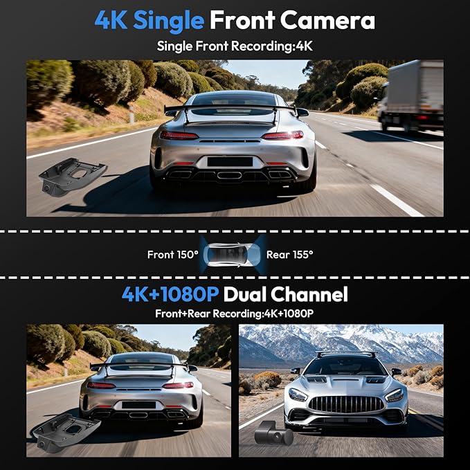 4K Dash Cam for Cadillac Lyriq 2023 2024 2025,OEM-Look,2160P UHD Video,Built-in WiFi & APP,Loop Recording,G-Sensor,Plug & Play,64GB Card