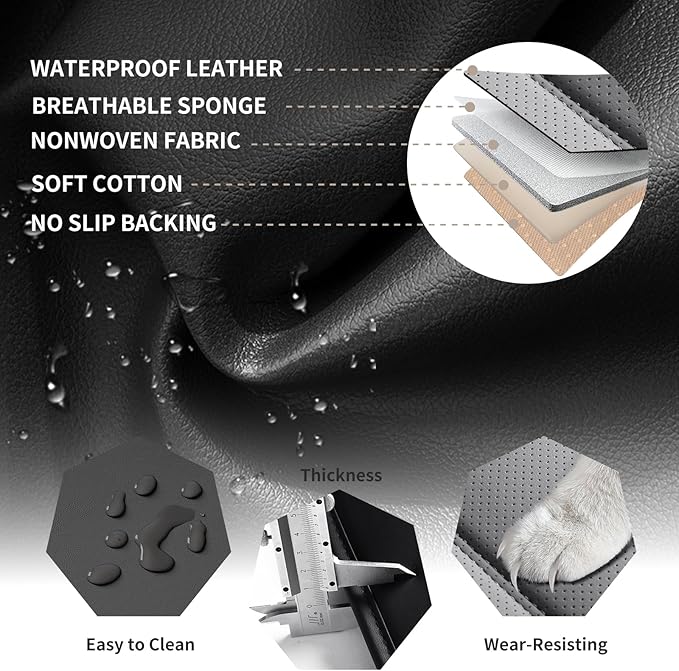 Car Seat Covers Full Set Custom Fit for Mercury Mariner 2005-2011,Premium Faux Leather with Lumbar Support, Breathable, Anti-Slip & Soft Touch(blackgray,Fullset)
