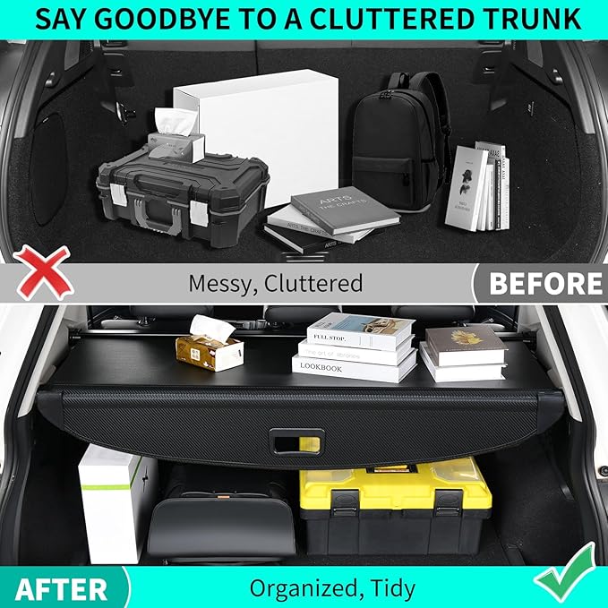 Tecoom Rear Cargo Cover fit for Equinox & GMC Terrain 2018-2025, Retractable Trunk Cover Organizer Security Shielding Shade Cover fit for Equinox GMC Terrain Accessories