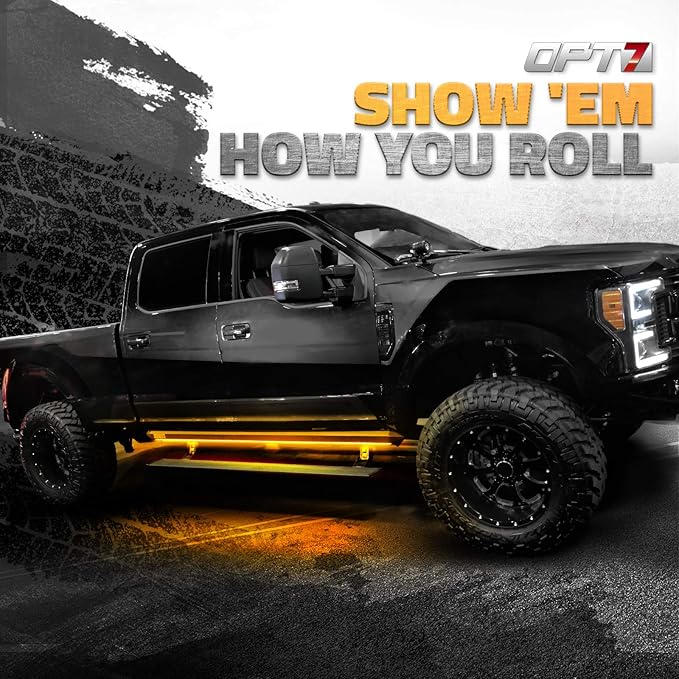 OPT7 Sidekick 48" Running Board Lights 2PCS LED Strips w/Sequential Amber Turn Signal Side Marker, DRL, White Courtesy Light for Regular Cab Pickup SUV Trailer - Truck Decorations