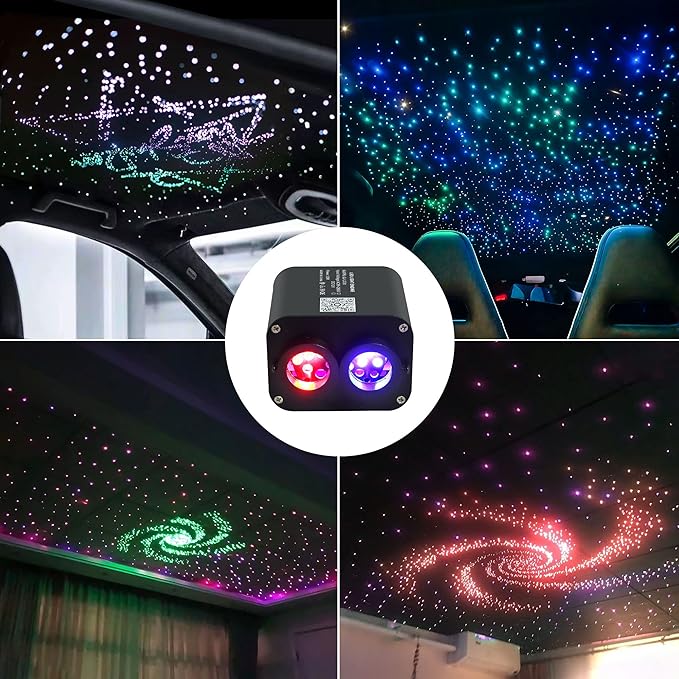 ATOKEE Twinkle Starlight Headliner Kit Mixed 700pcs 9.8ft, 20W Dual Color Dual Head Fiber Optic Star Lights Kit for Car Roof with APP/Remote Control