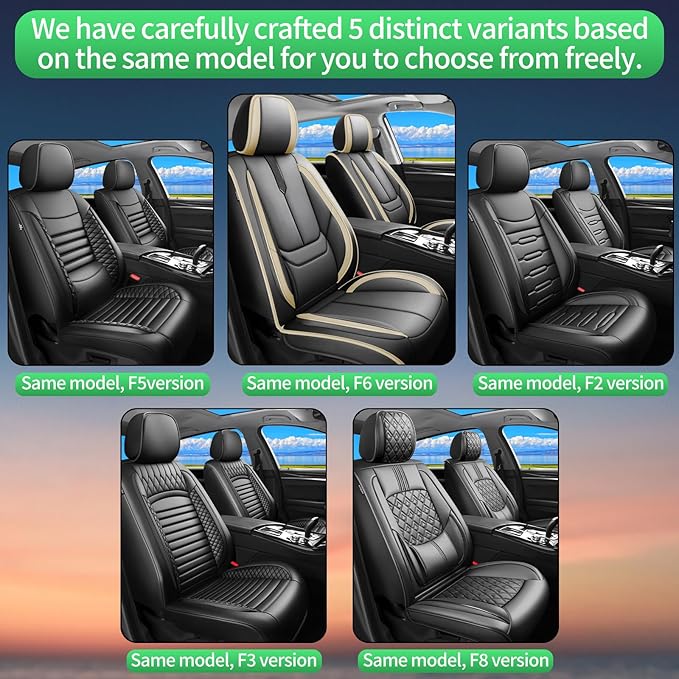 Fit 4Runner Car Seat Covers (5 Seats) for Select Toyota 4Runner 2003-2024 2025 2026 - Full Coverage Leather,Airbag Compatible, Waterproof & All Weather Seat Cushion Protector,Full Black-Beige