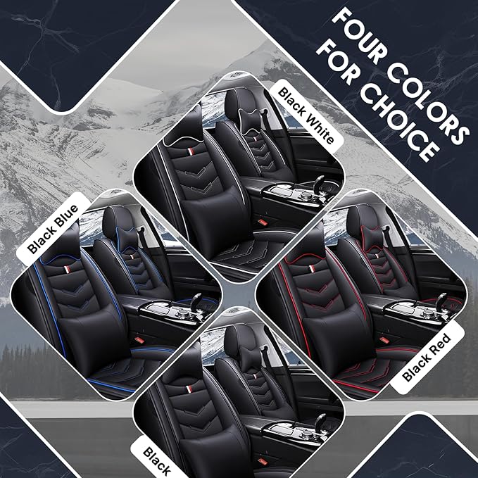 Car Seat Cover for Chevrolet Camaro 2000-2024, Durable Wear Resistant Waterproof Vehicle Cushion Cover, Breathable No Odor Premium Leather Vehicle Seat Covers.(Luxury,Black Blue)