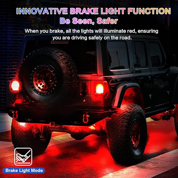 16Pods Heavy Duty Aluminum RGB LED Rock Lights for Trucks Pickup Jeep Gladiator Off-Road with APP/RF Remote, Segmented IP67 Waterproof Multicolor Underglow Accent Light 12V Plug and Play&Pre Wired