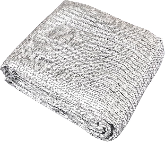 65% Aluminum Foil Shade Cloth with Grommets,12ft x 20ft, Mesh Sun Block Fabric Cover, Canopy, Privacy Screen for Outdoor Patio, Garden, Backyard, Silver
