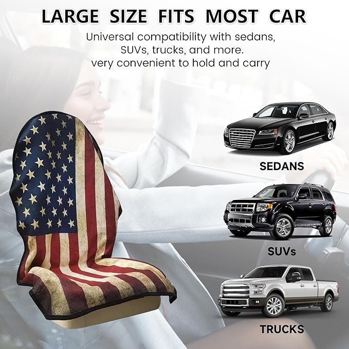 Car Seat Covers 2pcs Waterproof Towel Car Seat Cover Universal Fit for Most Trucks SUV Fitness Athletes Pets Gym and Water Sport,American Flag Design