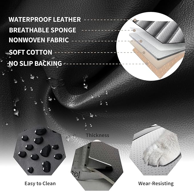 Car Seat Covers Full Set Fit for Toyota 4Runner 2001-2026, Premium Faux Leather Car Seat Protector,Breathable Anti-Slip Full Wrapping Edge Seat Covers(Black&Gray,Full Set)