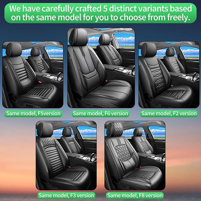 Fit 4Runner Car Seat Covers for Toyota 4Runner 2003-2024 2025 2026 -Upgraded Premium Waterproof & Breathable Leather, Airbag Compatible, All-Weather Seat Cushion Protector,2 Front/Black