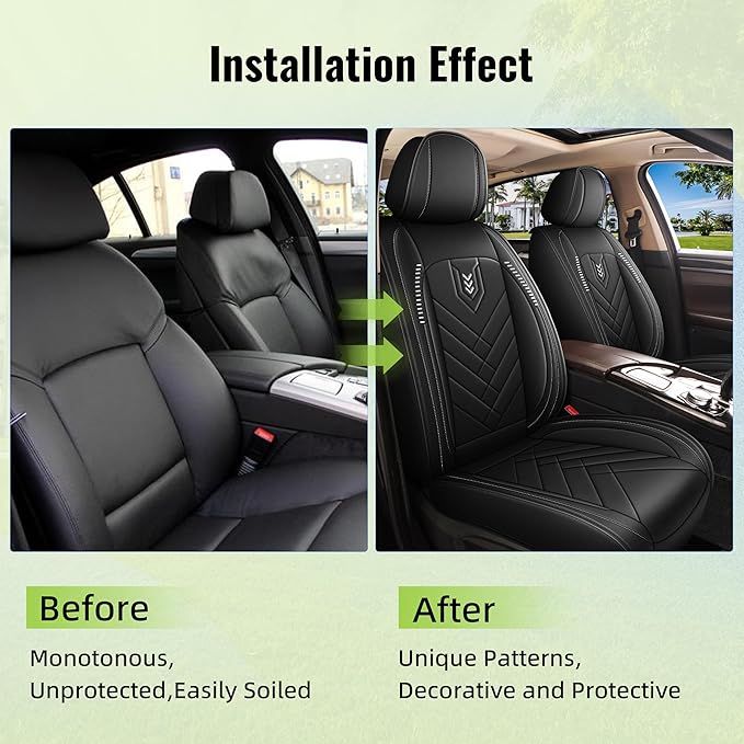 AOMSAZTO Car Seat Cover for Chevrolet Chevy Trailblazer 2021-2024 2025 2026 Front Set: Waterproof Faux Leather Car Seat Protector - Interior Seat Covers Decoration Refresh Accessories - Black