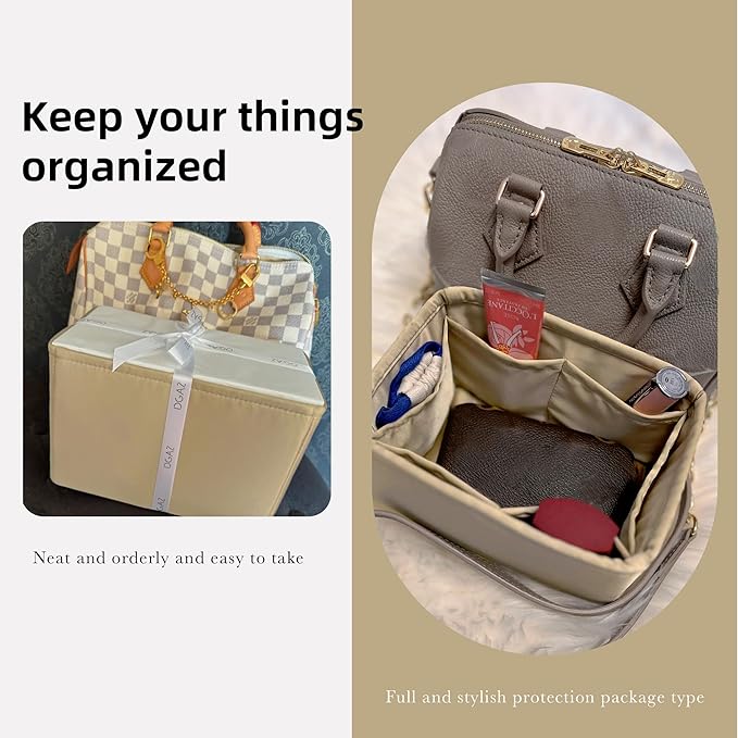 DGAZ Silk Purse Organizer Insert Fits LV Speedy 16/20/25/30/35/40/45 bags,Silky Smooth Bag Organizer,Luxury Handbag & Tote Shaper(S2 trench,SP40)
