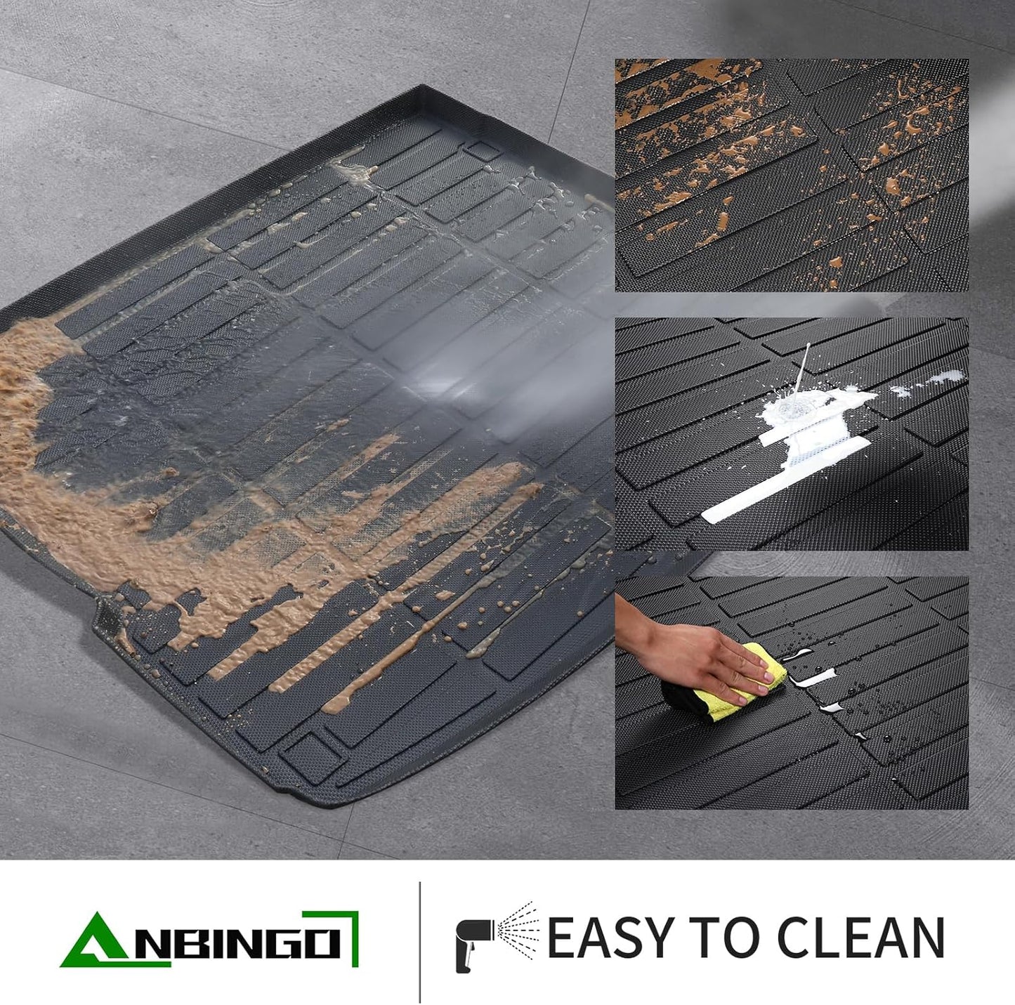 ANBINGO®-Floor Mats & Cargo Liner for Genesis GV70 2025 2024 2023 2022 (Not Fit Electrified GV70) Custom Fit Full GV70 All Weather Floor Mats Trunk mat GV70 Accessories - Black