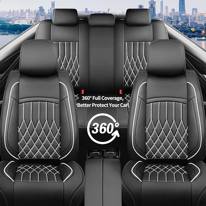 Fit TLX Car Seat Covers for Acura TLX 2014-2025 2026 - Premium Leather, Waterproof, All-Weather, Airbag Compatible, Anti-Slip, Breathable, Easy Install, Seat Protectors, Full Set, Whiteline