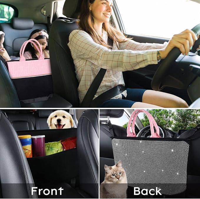 eing Car Organizers and Storage Purse Holder,Seat Back Net Handbag Purse Accessories for Women,Road Trip Essentials for Adults,Mom Gifts,Birthday Gifts Presents for Mom,White