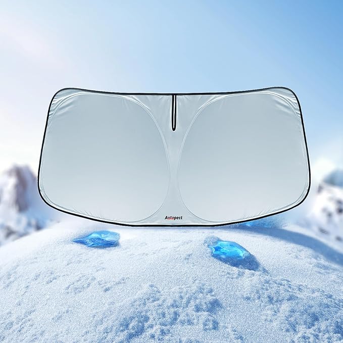Windshield Sun Shade for Kia Sportage 2023 2024 2025 2026 – Custom Fit Sun Shield with Mirror Cut‑Out, Blocks Heat & UV, Foldable with Storage Pouch - Kia Sportage Windshield Sunshade