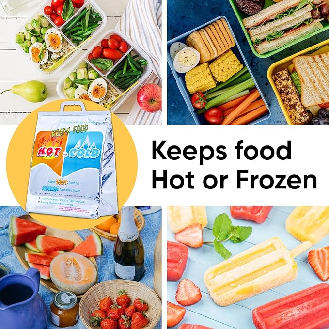 Superio Hot and Cold Insulated Bags for Food Delivery, Grocery Shopping Bags, Food Storage for Hot and Frozen Food for Travel, Disposable Cooler Bag, Reinforced Thermal Lunch Bag (10, 15.5"x13")