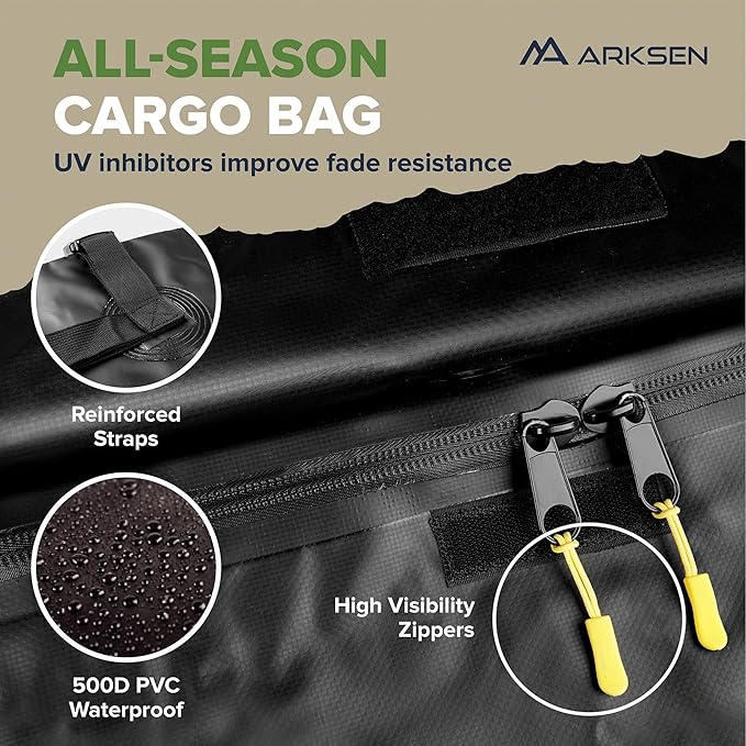 ARKSEN 64" x 39" x 6" Roof Rack Cargo Basket with Extension, Waterproof Bag, Net & Ratchet Straps, 150 lb Heavy-Duty Steel Rooftop Carrier, Fits Crossbars up to 1.38" Thick, for SUV & Pickup Truck