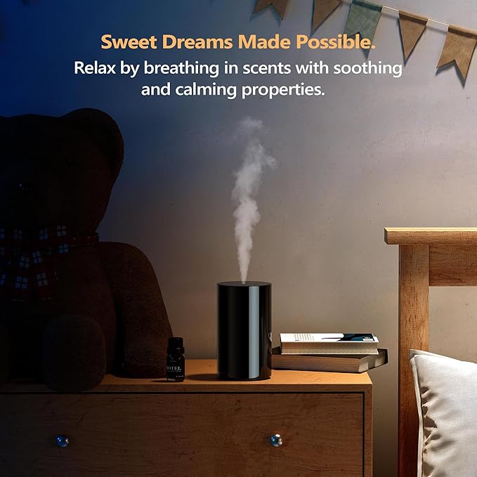 Airversa Waterless Essential Oil Diffuser Starter Kit with 2x20mL Hotel Fragrance Oils, Cordless Nebulizer for Car Home Office, Up to 600 sq ft, Mist/Timer Settings, Baterry Operated, AN8Kit-B, White