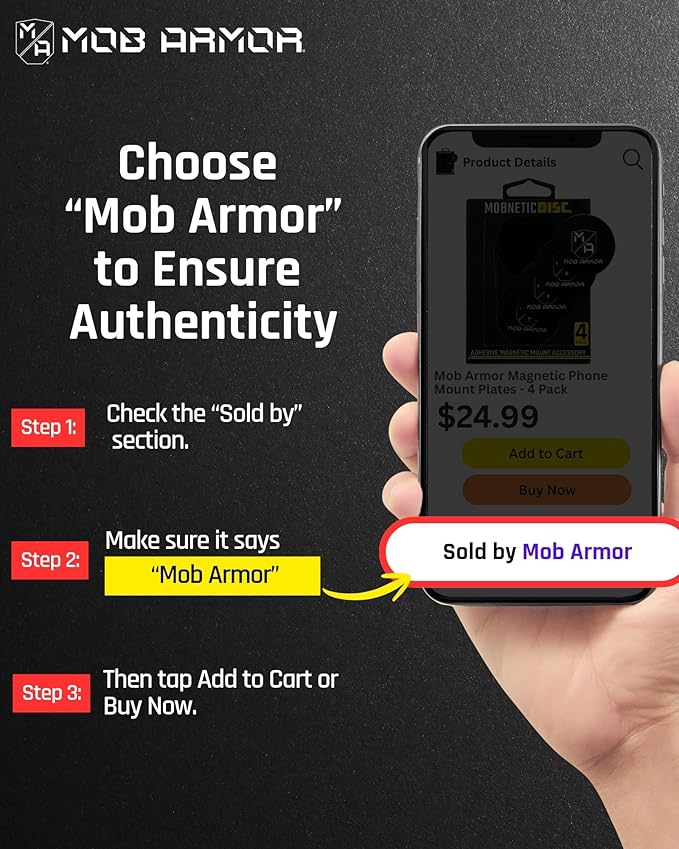 Mob Armor Magnetic Phone Mount Plates - Strong Adhesive Steel Discs for MobNetic Maxx & Mob Magnetic Car Mounts, Compatible with Phone Magnet Plates, Vehicle Accessory - Black (4 Pack)