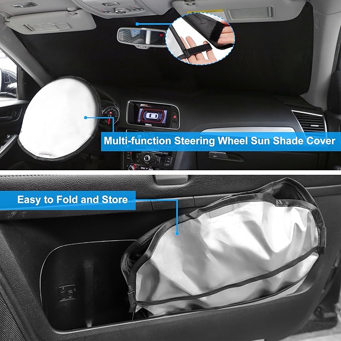 Windshield Sun Shade Custom Fit for 2013-2018 Toyota Avalon Accessories Foldable Sunshade Sun Blocker Protect Car from Sun Rays & Heat Damage Keep Car Cooler