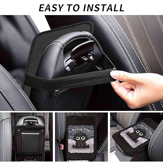 Adorable Little Black Monster Car Auto Armrest Cushion Cover Accessories Center Console Seat Box Pad Protector Universal Decoration for Most Vehicle SUV Truck