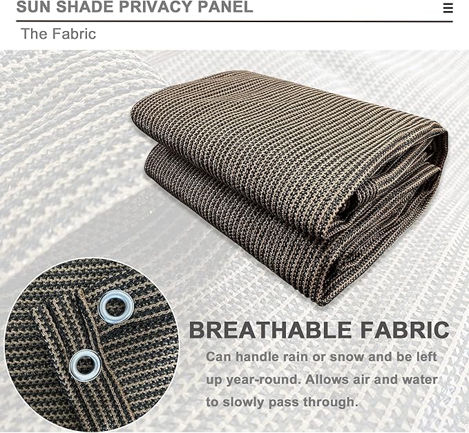 Alion Home Sun Shade Privacy Panel with Grommets and Hems on 4 Sides for Patio, Awning, Window, Pergola or Gazebo - Mocha Brown (12' x 12')