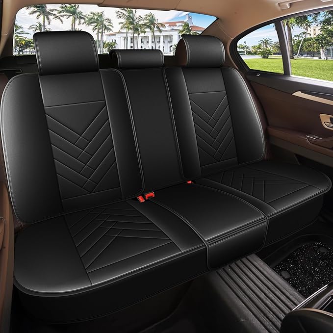 AOMSAZTO Car Seat Covers Full Set Fit for Nissan Kicks 2018-2025 2026 Waterproof Faux Leather Car Seat Cushions Automotive 5 Seat Covers Set(Black)