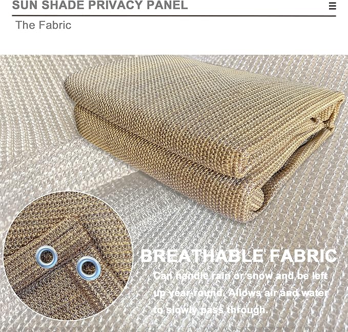 Sun Shade Privacy Panel with Grommets on 4 Sides for Patio, Awning, Window Cover, Pergola or Gazebo (Walnut, 10' x 8')