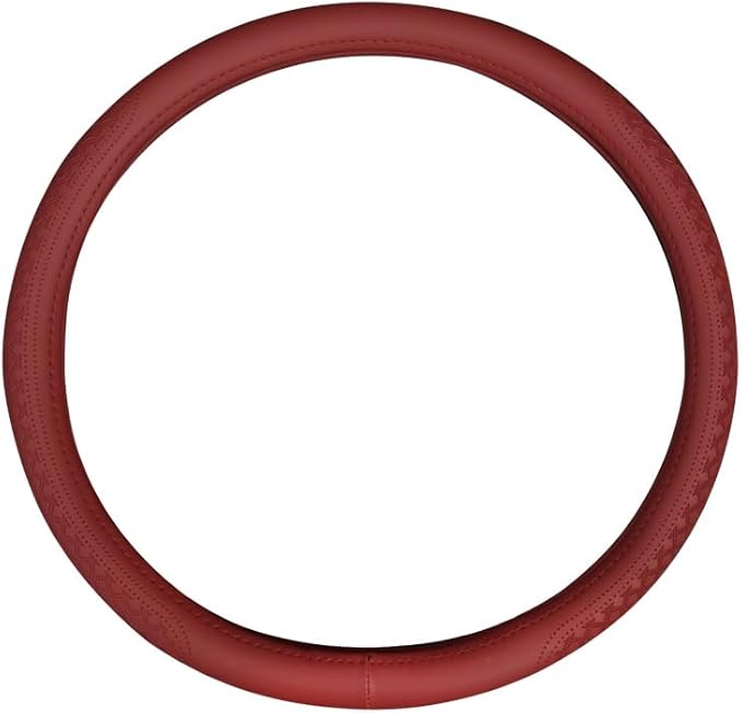 Wood Car Steering Wheel Cover Rubber Inner Ring All Car Universal Four Seasons Universal Thin Fiber Leather Anti-Slip 16 17 18 19inch for Truck (18inch, red)