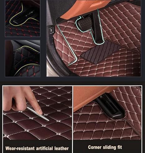 Custom Floor Mats for Cars，Luxury Full Coverage All Weather Car Floor Mats，Leather Car Mat Set ， Floor Mats for 99% of Cars, Trucks & SUVs (Black Rice)