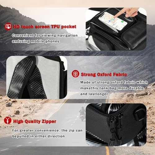 Motorcycle Tank Bag for Honda VFR 800 X Crossrunner VFR800 800X, Magnetic & Strap Mount Tank Bag for Motorcycles, Motorcycle Touring Navigation Luggage Bag Tank Bags, B Magnetic