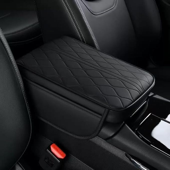 Center Console Armrest Cover Compatible with GMC Sierra1500/2500/3500 2019 2020 2021 2022 2023 2024 Leather Car Armrest Cushion Pad Protector Black Interior Accessories,Black
