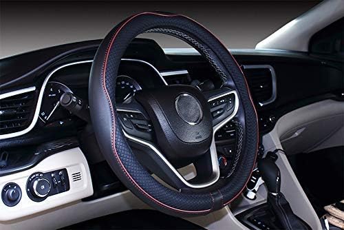 Mayco Bell Small Size Steering Wheel Cover Anti-Slip,Safety,Soft,Breathable,Durable,Full Surround,Comfortable Grip Microfiber Leather (14-14.25 inch, Wine Red)