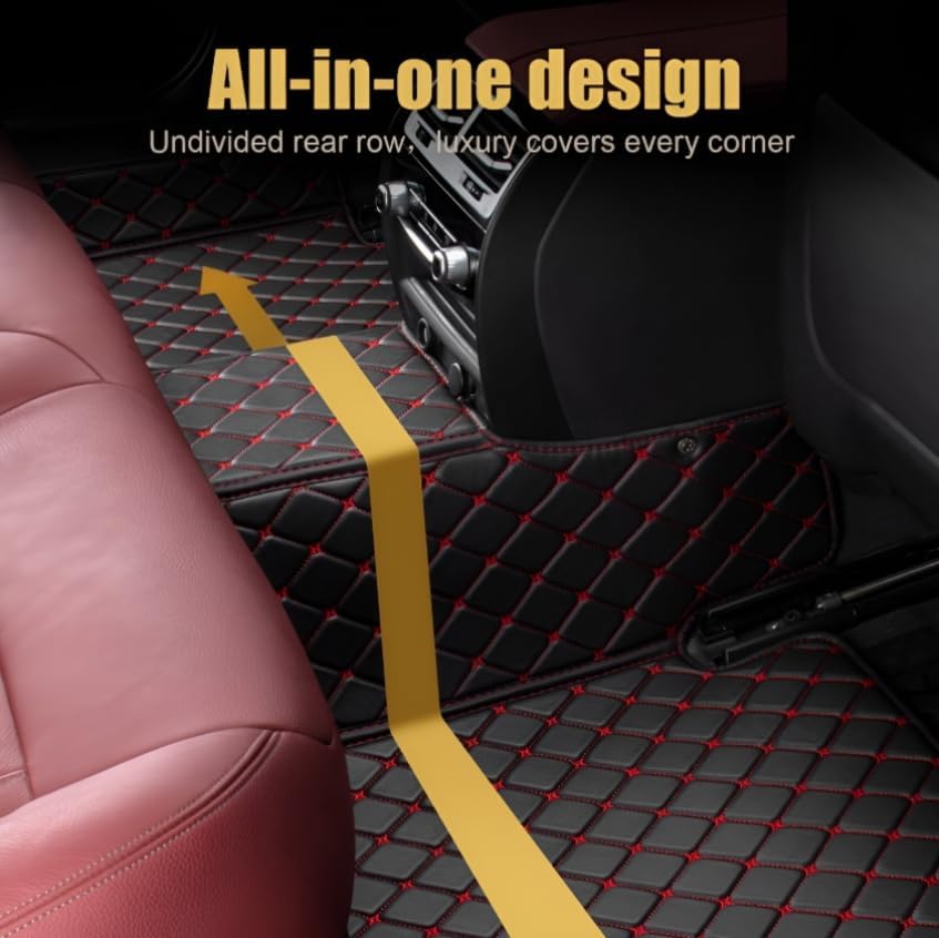 Add Personal Touch to Your Vehicle with IMEISH Customizable Logo Text Car Mats for 99% of vehiclesPads Protection Non-Slip Leather Floor Liners (Brown Stripe)