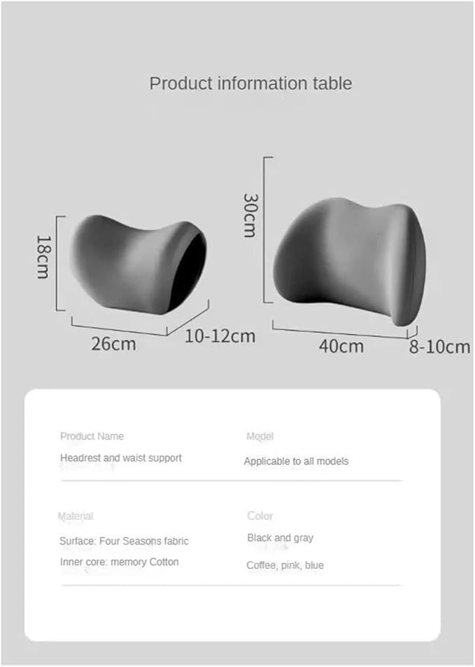 Car Neck Pillow and Lumbar Support Cushion - Memory Foam Backrest for Driver Seat Comfort(5)