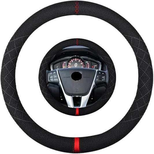 Suede Steering Wheel Cover,Compatible with Volvo S80 S60 XC60 V60 V70 Suede Leather Sport Non-Slip Wheel Cover Car Interior Accessories 15 inch for Man and Women