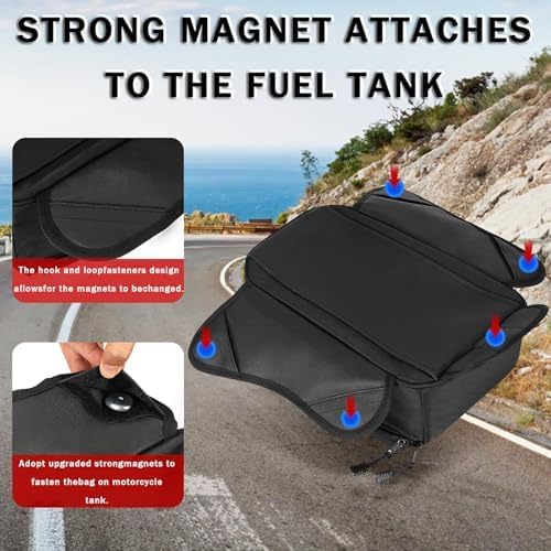 Motorcycle Tank Bag for Kawasaki Ninja 650 650R ZX6R ZX10R, Magnetic & Strap Mount Tank Bag for Motorcycles, Motorcycle Touring Navigation Luggage Bag Tank Bags, B Magnetic