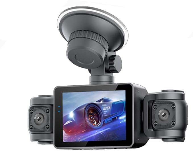 Dash Cam 4 Channel HD Front and Rear Inside Left Right Car Camera Dashcam Voice Control Wide Angle Night Vision, 24H Parking Mode (with 64G)