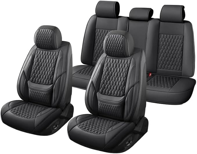 Car Seat Covers Full Set Custom Fit for Chevrolet/Chevy Colorado 2015-2026 - Premium Faux Leather with Lumbar Support | Breathable, Waterproof, Anti-Slip, Durable (Black,Full Set)