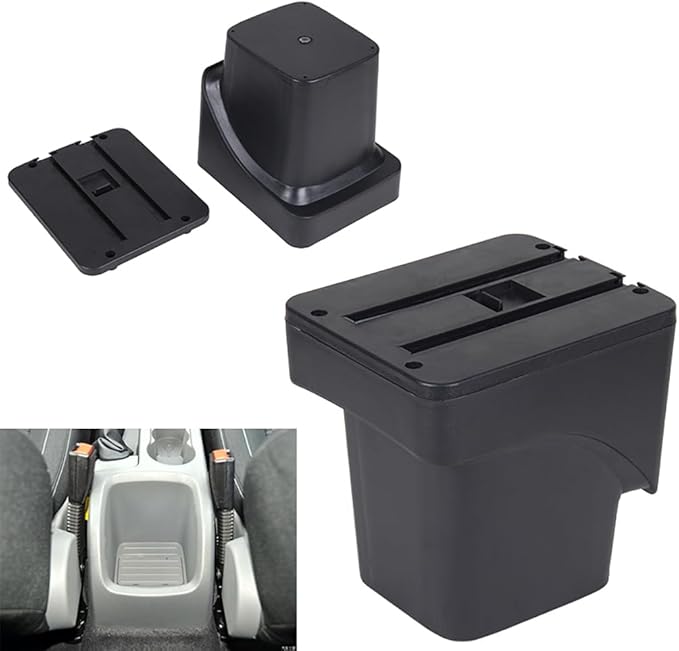 AULPHIKE Compatible with Ford Focus Armrest 2 Mk2 2005-2011 Car Center Console Organizer Armrests Double Layer Storage with USB Ports（Carbon Fiber Style）
