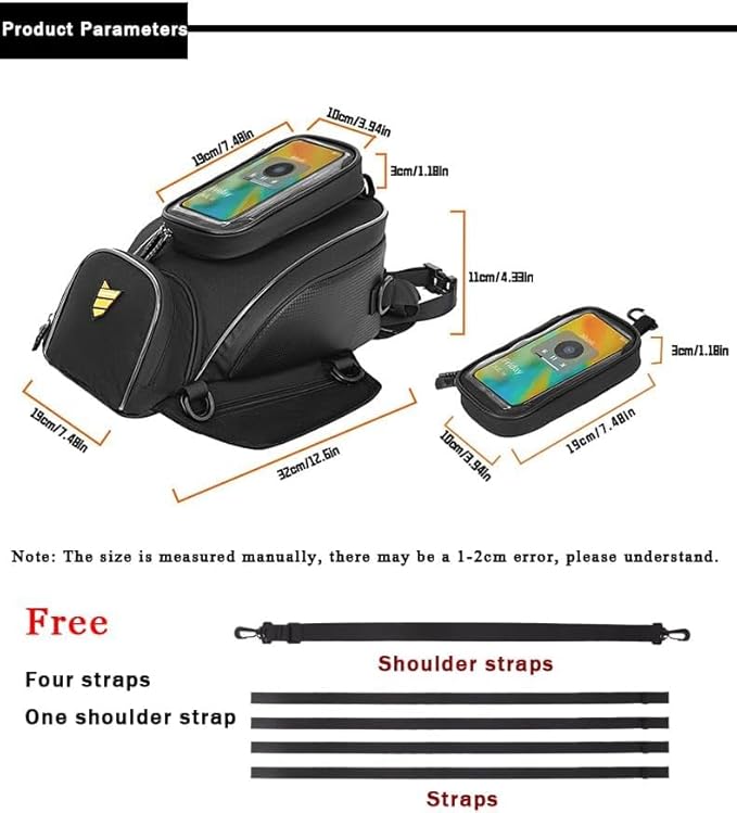 Motorcycle Tank Bag for Triumph Tiger 1050 2007-2013 2014 2015 2016 2017 2018 2019 2020, Strong Magnetic Waterproof Oxford Black Motorbike Quick Release Pannier Bag